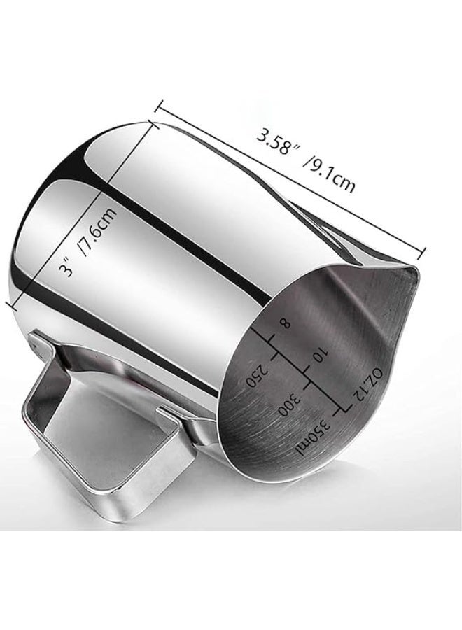 إبريق رغوة الحليب من الفولاذ المقاوم للصدأ فن كريمر فومر حليب فنجان بخار قهوة 12 أونصة 350 مل - Image 2